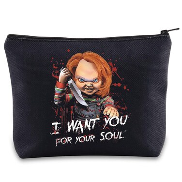 BWKTOP Chucky Cosmetic Makeup Bag - Chucky Fans Gift - I Want You For My Soul - Zipper Travel Bag