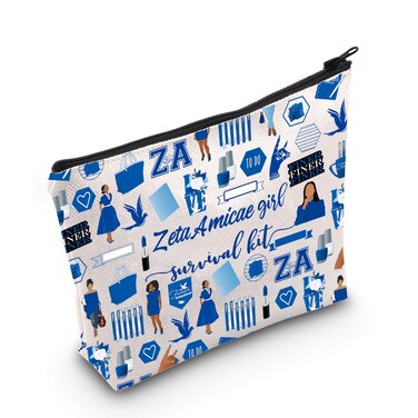 WZMPA 1920 Dove Sorority Paraphernalia Cosmetic Makeup Bag Sorority Sisters Gift Zeta Amicae Girl Survival Kit Makeup Zipper Pouch Bag For Women Girls (Zeta Amicae Girl)