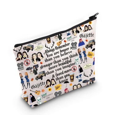 WZMPA Luke's Diner Cosmetic Bag Coffee Inspired Gift You Are Braver Stronger Smarter Than You Think Luke's Diner Makeup Zipper Pouch Bag (Always Gilmore)