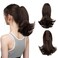 CJL HAIR Dark Brown Claw Clip Ponytail Extension Drawstring Short Wavy Curly Pony tails Synthetic Fake Instant Shake and Go Hairpieces Hair Pieces for Women Girls Kids