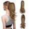 CJL HAIR 14 Inch Claw Clip in Ponytail Extension Synthetic Curly Wavy Fake Faux Hair Pony Tail Hair Piece High Temperature Fiber Hairpieces for Women Girls Kids (Ash Medium Brown/Ash Blonde)