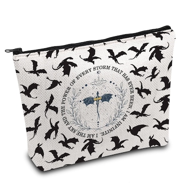 ENSIANTH Dark Romance Reader Makeup Bag Romantasy Fantasy Bookworm Gift Dragon Rider Zipper Travel Bag Dragon Lover Gift (sky dragon MU)