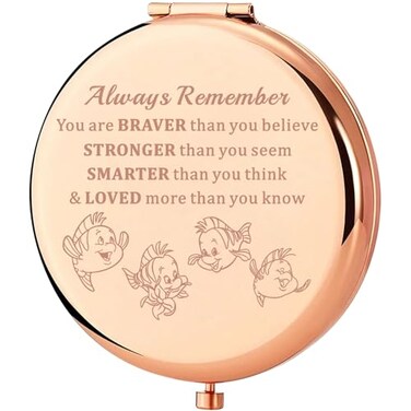 KEYCHIN Mermaid Flounder Pocket Mirror Ariel and Flounder Fans Gifts You are Braver Stronger Smarter Than You Think Flounder Fans Compact Mirror (Flounder-RG)