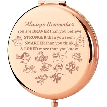 KEYCHIN Fish Nemo Pocket Mirror Marlin &amp; Dory &amp; Crush Fans Gifts You are Braver Stronger Smarter Than You Think Dory Compact Makeup Mirror Squirt Turtle Fans Gift (Fish Nemo-RG)