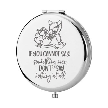 KEYCHIN Bambi and Thumper Pocket Mirror - Deer Fans Gifts 'If You Can't Say Something Nice' Compact Makeup Mirror (Silver)