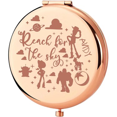 KEYCHIN Woody &amp; Buzz Pocket Mirror Toy Movie Gifts Reach for The Sky Buzz Compact Makeup Mirror (Reach Sky-RG)