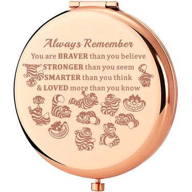 KEYCHIN Cheshire Cat Pocket Mirror Princess Alice Movie Gifts You are Braver Stronger Smarter Than You Think Cheshire Cat Compact Mirror Cheshire Cat Merch (Cheshire Cat-RG)