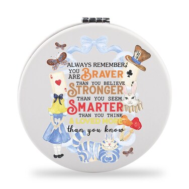 SEIRAA Alice Pocket Mirror Wonderland Compact Mirror Alice Fairy Gifts Cheshire Cat Makuep Mirror Wonderland Folding Mirror (Rabbit Cat)