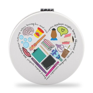 SEIRAA Speech Therapist Pocket Mirror SLP Gifts Speech Pathologist Makeup Mirror Speech Therapy Gifts for Therapist (Brain Heart)
