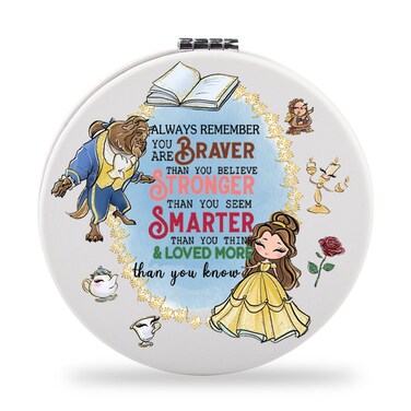 SEIRAA Princess Belle Pocket Mirror - Beauty &amp; Beast Inspired Makeup Mirror Gift for Women (Rose Book)