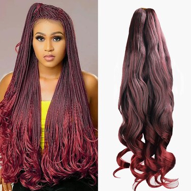 9 Packs 24 inch French Curl Braiding Hair Pre Stretched Wavy Synthetic Hair Extensions Premium french curly braiding hair expression pre stretched curls crochet hair (TBUG)