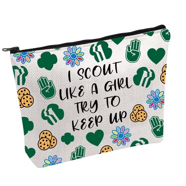 FOTAP Girl Scout Leader Gift Troop Scout Makeup Bag Girl Scout Life Cosmetics Bag Girl Scout Life Cosmetics Bag Cub Scout Gifts Girl Scout Mom Gift (SCOUT UP)