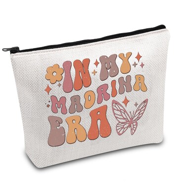 FOTAP Madrina Gift Spanish Godmother Gift In My Madrina Era Makeup Bag New Godmother Gift Baptism Gift (madrina era), white