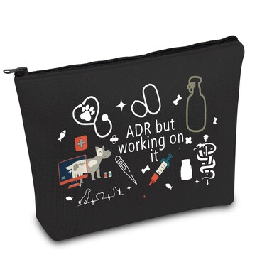 FOTAP Vet Tech Gift ADR But Working On It Makeup Bag Doctor of Veterinary Medicine Cosmetic Bag ADR Gift Thank You Gift (ADR IT)