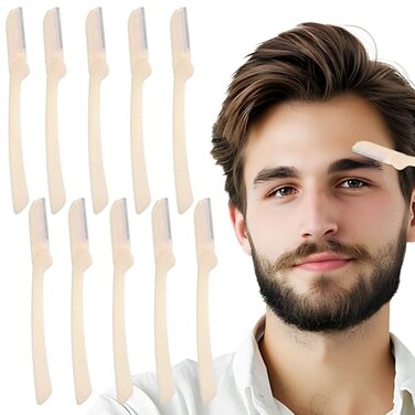 10Pack Folding Eyebrow Razors,Dermaplane Razor for Men, Multi-Function Facial Shaver Practical Hair Remover Blade Foldable Peach Fuzz Removal Dermaplaner to Exfoliate &amp; Refresh the Skin(White)
