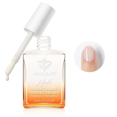 modelones Nail Strengthener Ridge Filler for Nails White Nail Polish Nail Repair for Thin and Damaged Nails Growth Treatment 15ml