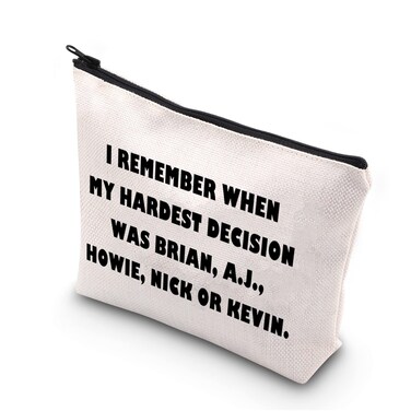TSOTMO Classic Boy Band Fans Gift My Hardest Decision Was Brian A.J. Howie Nick Or Kevin Zipper Pouch Makeup Bag (NICK OR KEVIN)