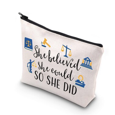 TSOTMO Lawyer Gift Lawyer Inspirational Gift She Believed She Could So She Did Attorney Zipper Pouch Makeup Bag Law Student Gift (She believed lawyer)