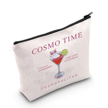 WCGXKO Cosmo Cocktail Gift Set - Cosmo Time Makeup Bag for Alcohol Drinking Lovers