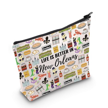 WCGXKO New Orleans Gift Life Is Better In New Orleans Makeup Bag New Orleans Souvenirs Travel Gift (In New Orleans)