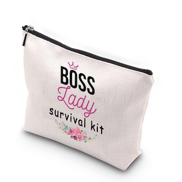 WCGXKO Boss Lady Survival Kit Zipper Pouch Makeup Bag Gift for Boss Women, National Bosses Day Gifts (Boss Lady Survival)