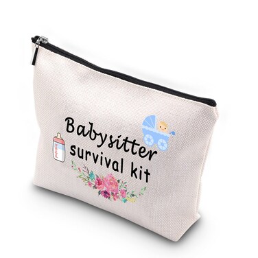 WCGXKO Babysitter Survival Kit Zipper Pouch Makeup Bag Gift for Nanny Caretaker Appreciation Gift (Babysitter Survival)