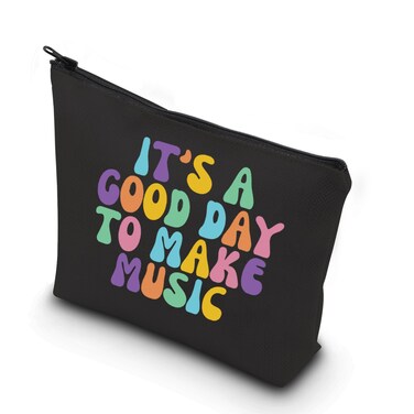 WCGXKO Music Lover Gift Music Teacher Makeup Zipper Touch Bag It's A Good Day To Make Music Cosmetic Bag (Make Music)