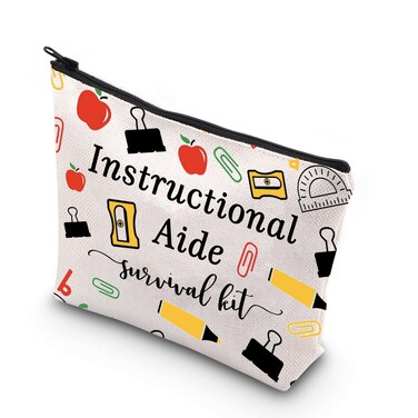 WCGXKO Teaching Aid Gift Instructional Aide survival kit Teacher Thank You Zipper Pouch Makeup Bag (Instructional)