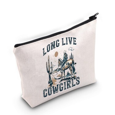 BLUPARK Western Country Southern Cowgirls Gift Women Long Live Cowgirls Cosmetic Bag Rodeo