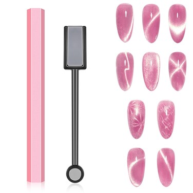 Nail Magnet Tool Set, 2 Pcs Cat Eye Magnet for Nails Double Head Hexagon Nail Art Magnet Stick Strong Cat Eye Magnet Pens Nail Art Tools for Cat Eye Gel Nail Polish DIY Nail Manicure