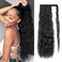Corn Wave Ponytail Extension Wrap Around 26 Inches Long Curly Wavy Pony Tail Extension Synthetic Black Ponytails Hairpiece for Women Girls (26 Inches, 1B Natural Black)