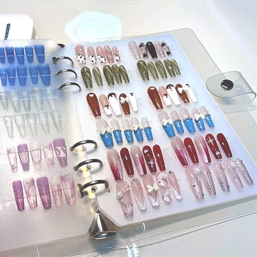 Press On Nail Organizer 10 PCS Clear Empty Press On Nail Storage Press On Nail Packaging for Fake Nail Storage Nail Display Nail Salon Press On Nail Supplies Organizer with Nail Tape