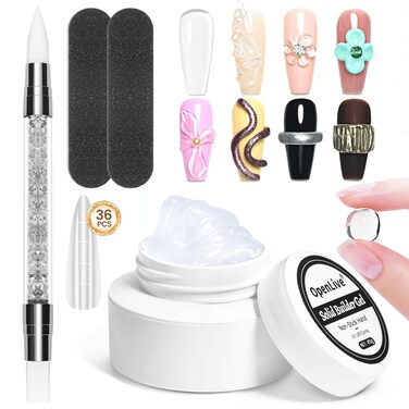 Solid Builder Gel for Nails- 45g Large Volume 3D Sculpting Gel for Nail Extension Art, Non-Sticky, U V Lamp Curing Required, Salon Home DIY Use.