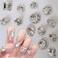 8 PCS 3D Pearls Nail Rhinestones Nail Charms,Luxury Shiny Heart Pearl Gems Nail Charm Clear White Hearts Snowflakes Nail Crystals Diamonds Stones Nails Charms for Women Nail Art Supplies Nail Designs