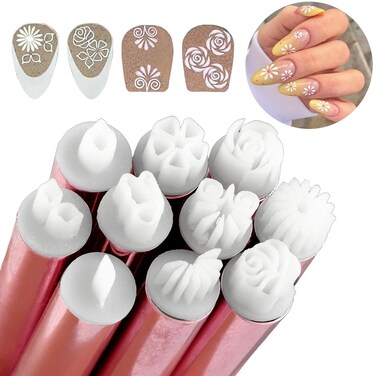 CALIDAKA Nail Art Stamp Pen - 2025 Tools, Floral &amp; Geometric Patterns, DIY Stamping Pen Set (10 PCS)