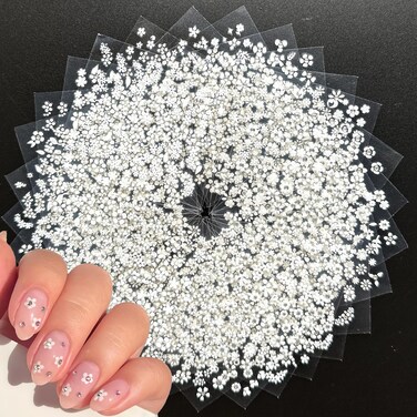 30 Sheets White Flower Nail Art Stickers 3D Self Adhesive White Daisy Nail Stickers for Nail Art Spring Nail Stickers White Floral Nail Decals White Nail Art Supplies for Women and Girls
