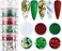 Christmas Nail Art Glitters Sequins, Winter Red Green Nail Art Flakes 3D Holographic White Snowflake Nail Decals Sparkly Christmas Nail Art Designs Winter Nail Art Decorations Accessories for Women