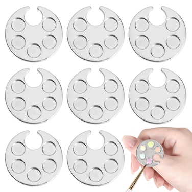 8 Pcs Mini Nail Art Palette Metal Finger Rings Manicure Palette Nail Paint Art Palette for Manicure Nail Polish Art Tools Makeup Palettes