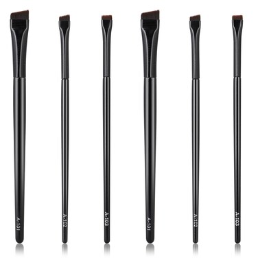 6 Pcs Eyebrow Eyeliner Brush Set, Brow Tint Brushes, Angled Precision Eye Makeup Brushes, Ultra Thin Flat Makeup Brush, Eye Makeup Brushes Tool, Black