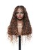 24" Glueless Pre Cut HD Full Elastic Lace Lightweight Ready-To-Go Human Hair Boho Box Braided Wig Boho Curls for Black Women, 100 Strands, Ombre Brown