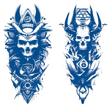 2 Sheets Semi Permanent Waterproof Temporary Tattoos, Lasts 1-2 Weeks, Realistic Look, No Adhesive, No Reflection Adult Body Art Stickers, Skull Samurai