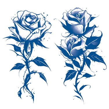 2 Sheets Semi Permanent Waterproof Temporary Tattoos, Lasts 1-2 Weeks, Realistic Look, No Adhesive, No Reflection Adult Body Art Stickers, Thorns Flower Rose