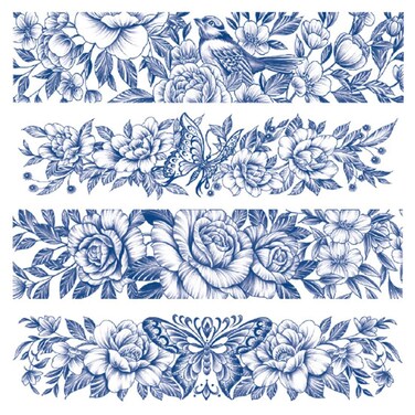 4 Sheets Arm Circle Semi Permanent Waterproof Temporary Tattoos, Lasts 1-2 Weeks, Realistic Look, No Adhesive, No Reflection Adult Body Art Stickers, Bird Butterfly Flower Leaf