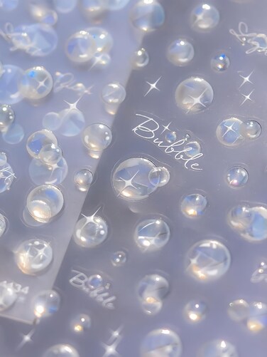 Light Bubble Nail Stickers 5D Embossed Premium Salon-Quality Nail Charm Accessories, Easy Application &amp; Self-Adhesive Ocean Aurora Sticker for DIY Manicure, Nail Art, Press on, Home or Salon
