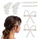 6Pcs Pearl Hair Clips for Women, Stylish White Pearl Bow Hair Barrette, Small Elegant Hairpins Set Pearl Hair Claw Clips for Wedding Birthday Hair Styling Accessories (3Styles)