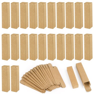 Cositina 100 Pack 0.78 * 0.78 * 3.34 inch Kraft Paper Lipstick Box Rectangle Lip Balm Kraft Boxes Essence Oil Bottle Packaging Organzier for Makeup Sample Tube Storage DIY Gifts - Brown