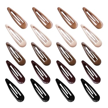 20 PCS Metal Snap Hair Clips Water Drop No Slip Hair Barrettes for Women Small Hair Clips For Thick And Thin Fine Hair,Black Beige Gradient Brown,1.97 x 0.5 In.