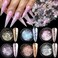 Iridescent Nail Glitter Set, 6Pcs Chrome Nail Powder Flakes, Aurora Effect for Nails, Pink Blue Purple Crystal Fire Opal Flakes for Nail Design, Opal Nail Powder, Fine Glitter, Nail Accessories