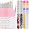 Nail Design Kit - Art Brushes, Dotting Tools, 3D Flowers &amp; Charms, Gold Leafs, Butterfly Stickers
