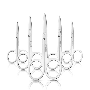5-Piece Set of Facial Hair Small Trimmer Scissors For Men's and Women's Hair is suitable,Eyebrow, Nose Hair, Mustache, Beard, Eyelashes